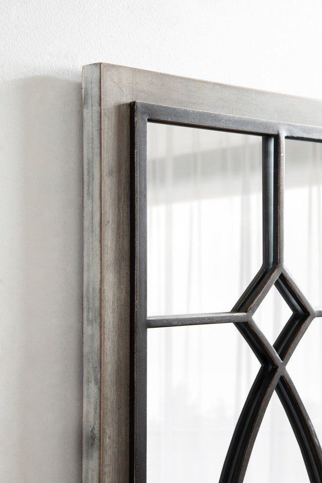 Bakersfield Wood Framed Mirror, Gray,16"x42"