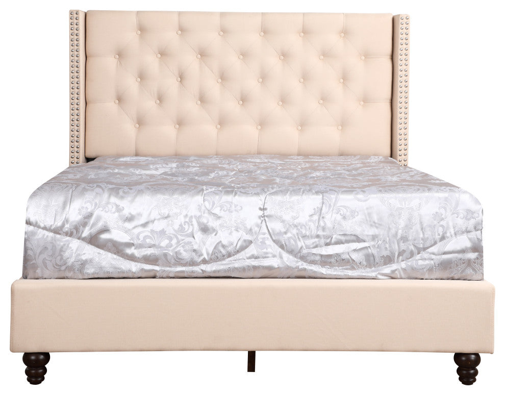 Scotia Upholstered Twill Bed, Beige, Full