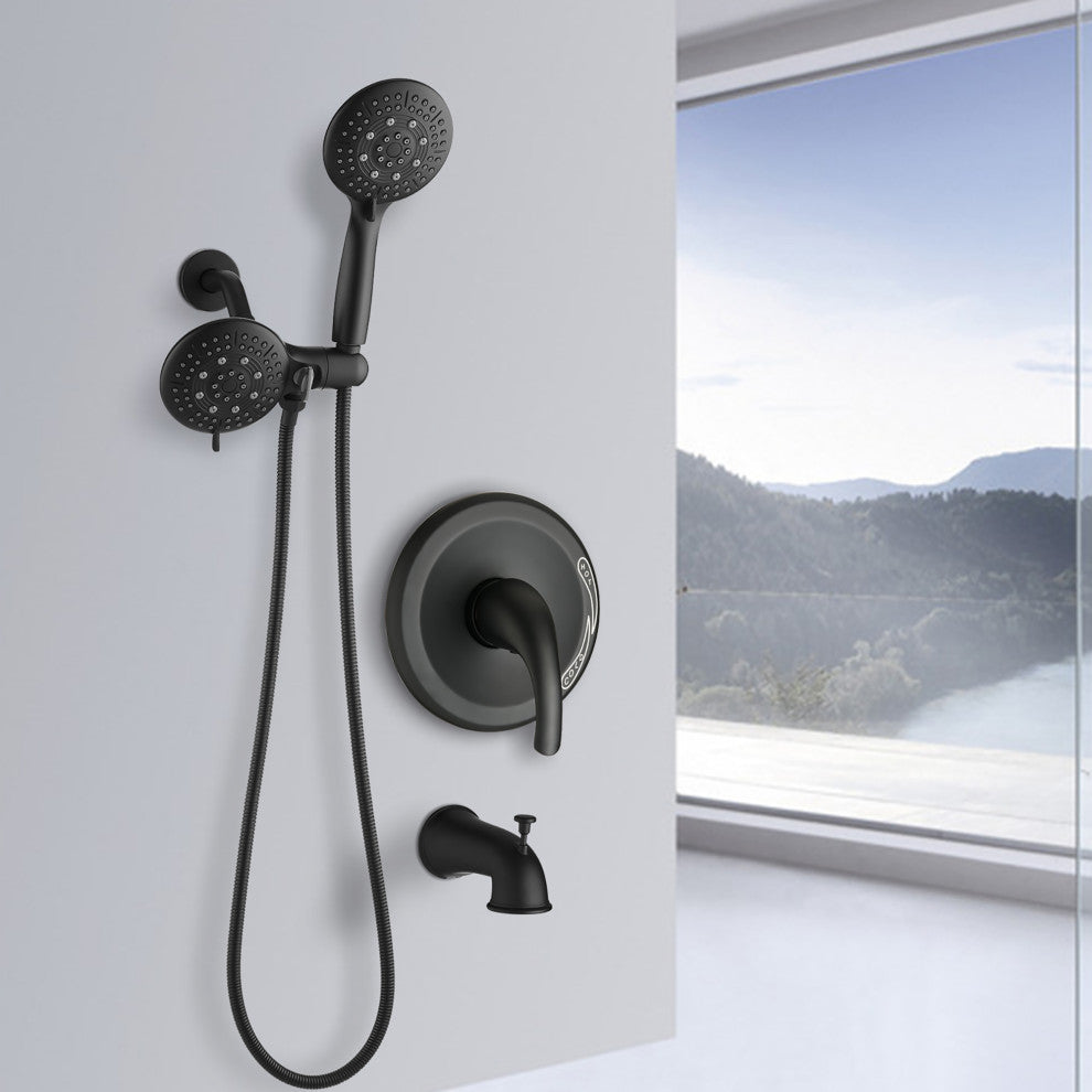 5 inch Wall-Mounted Round Shower System with Handheld Shower and head shower and