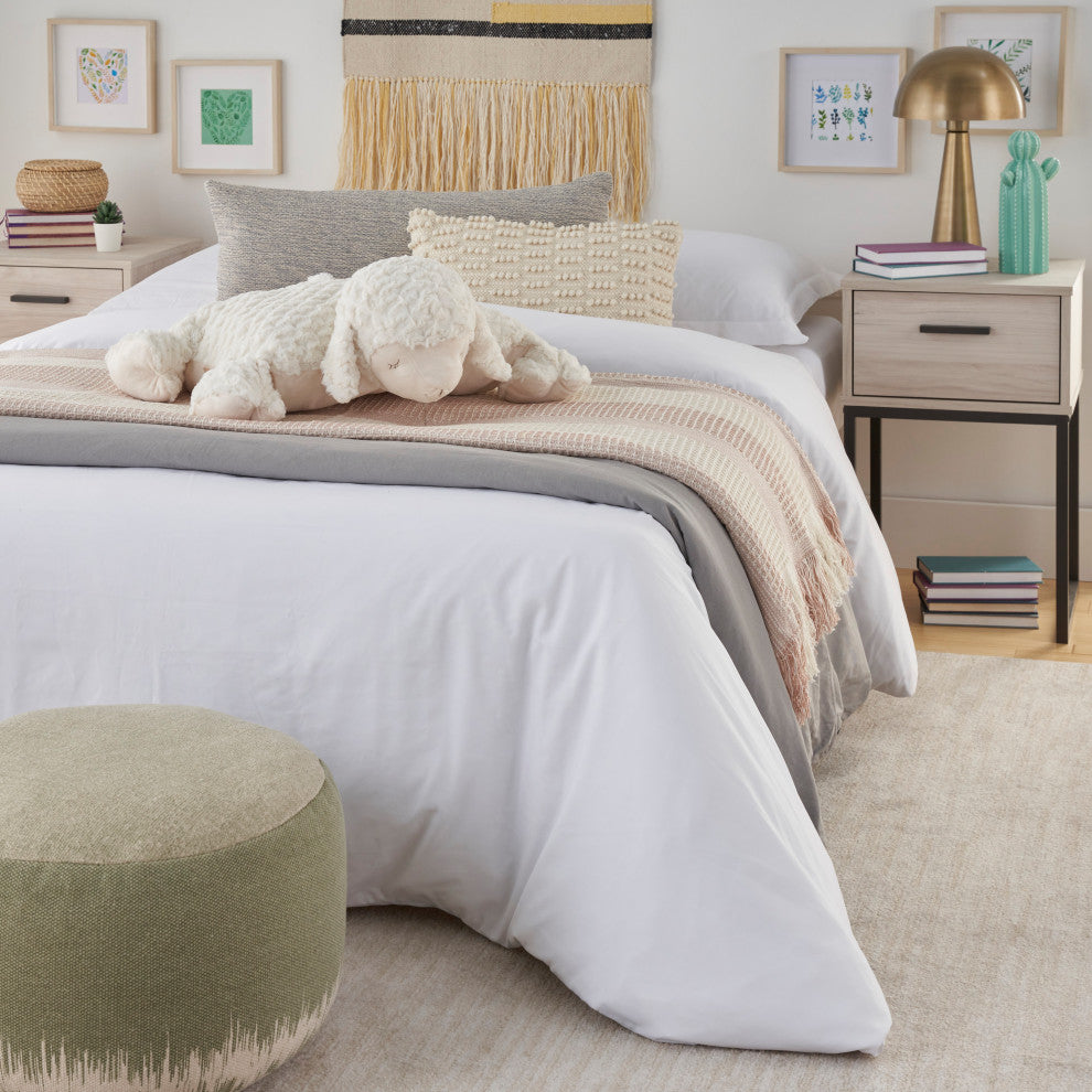 Mina Victory N2645 Throw Pillow, Ivory, 18" x 22"