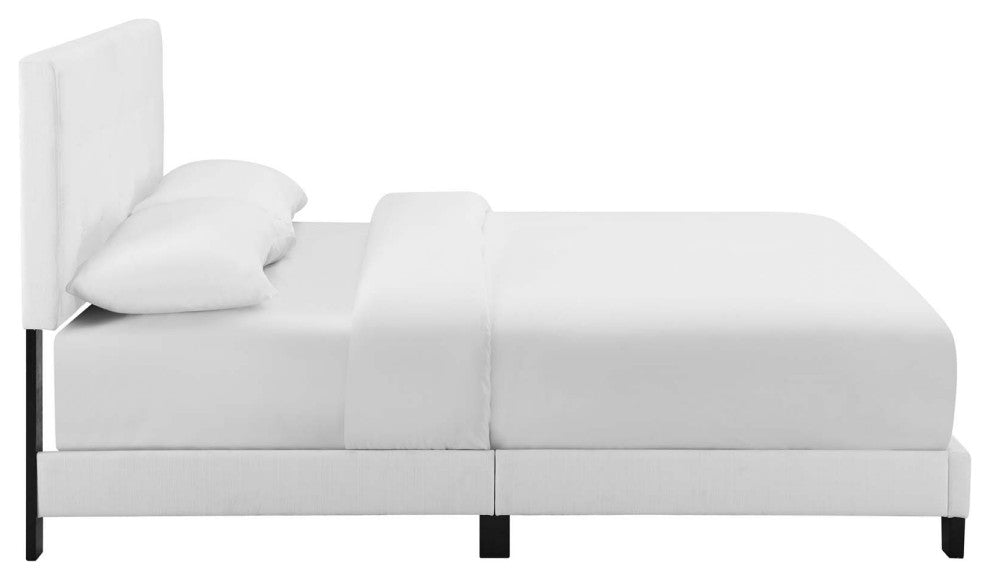 Melanie Twin Tufted Button Upholstered Fabric Platform Bed