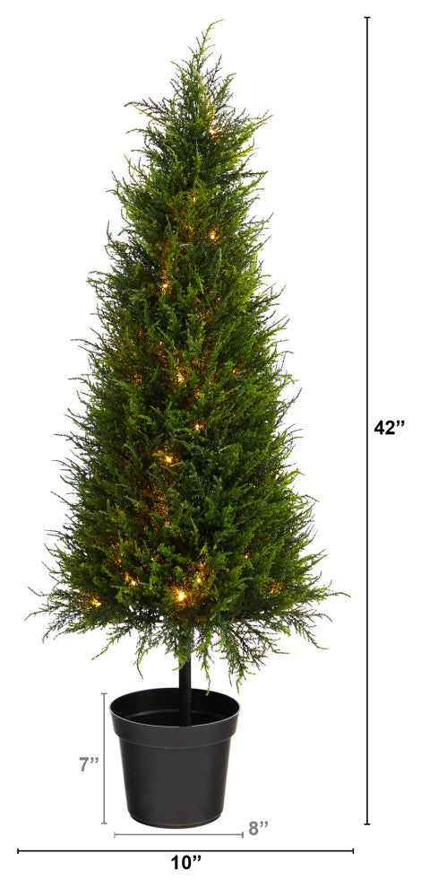 3.5' Cypress Artificial Tree With 350 LED Lights UV Resistant, Indoor/Outdoor