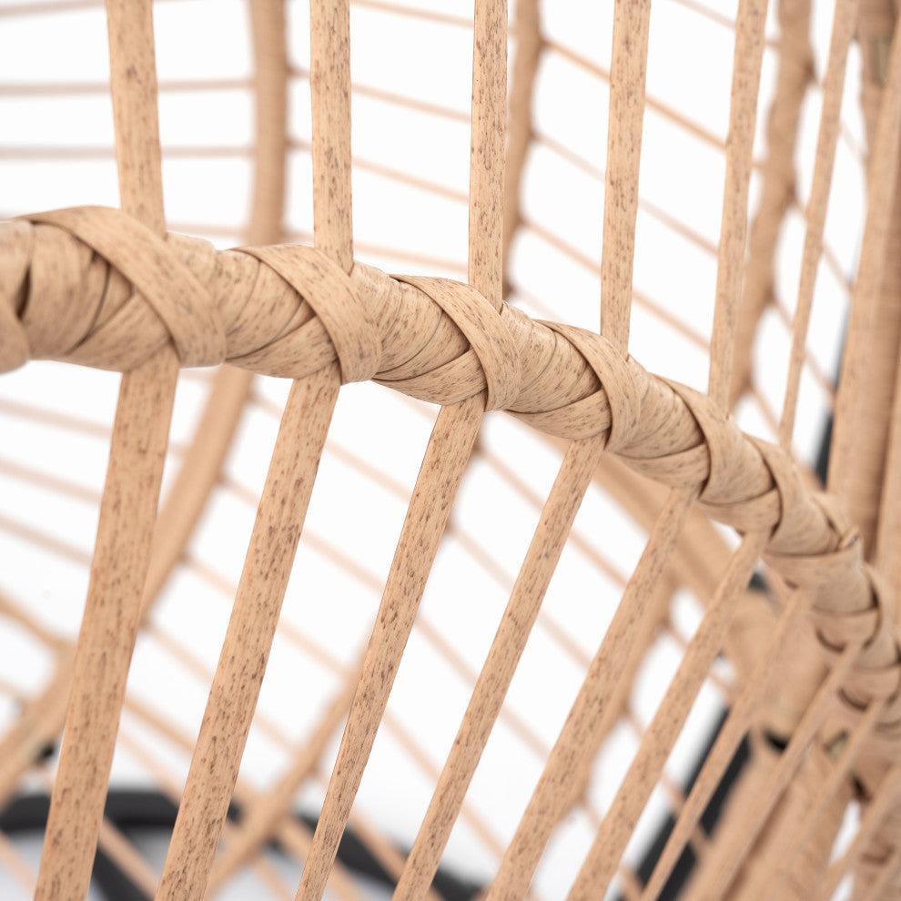 TATEUS Outdoor Wicker Swing Chair Hanging Egg Chair With Cushion and Pillow, Natural