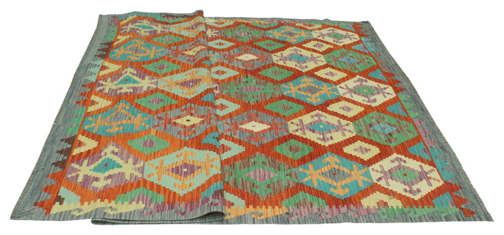Sangat Flatweave Amaya Red/Purple Rug, 6'9 x 9'9