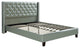 Benzara BM171728 Faux Leather Upholstered Full Size Bed Featuring Nail head Trim
