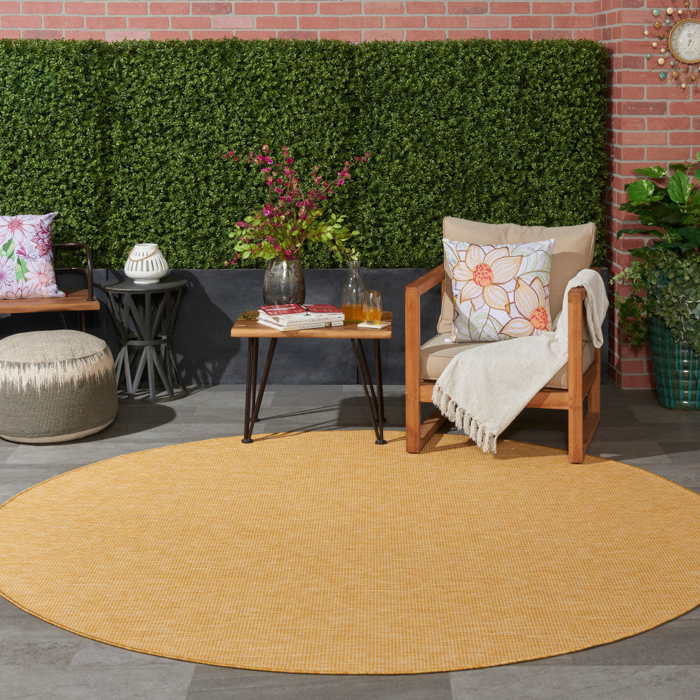 Nourison Positano Contemporary Area Rug, Yellow, 8'xround