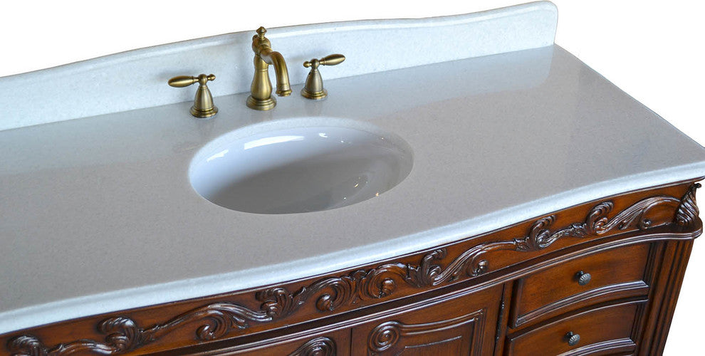 56 inch  Beckham Traditional Brown Bathroom Vanity