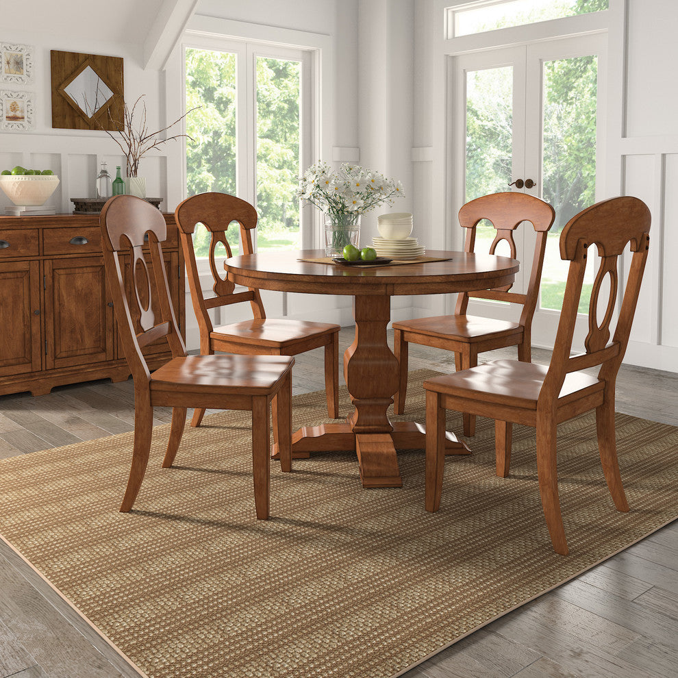 Arbor Hill Two-Tone Round Pedestal Base Dining Table, Oak