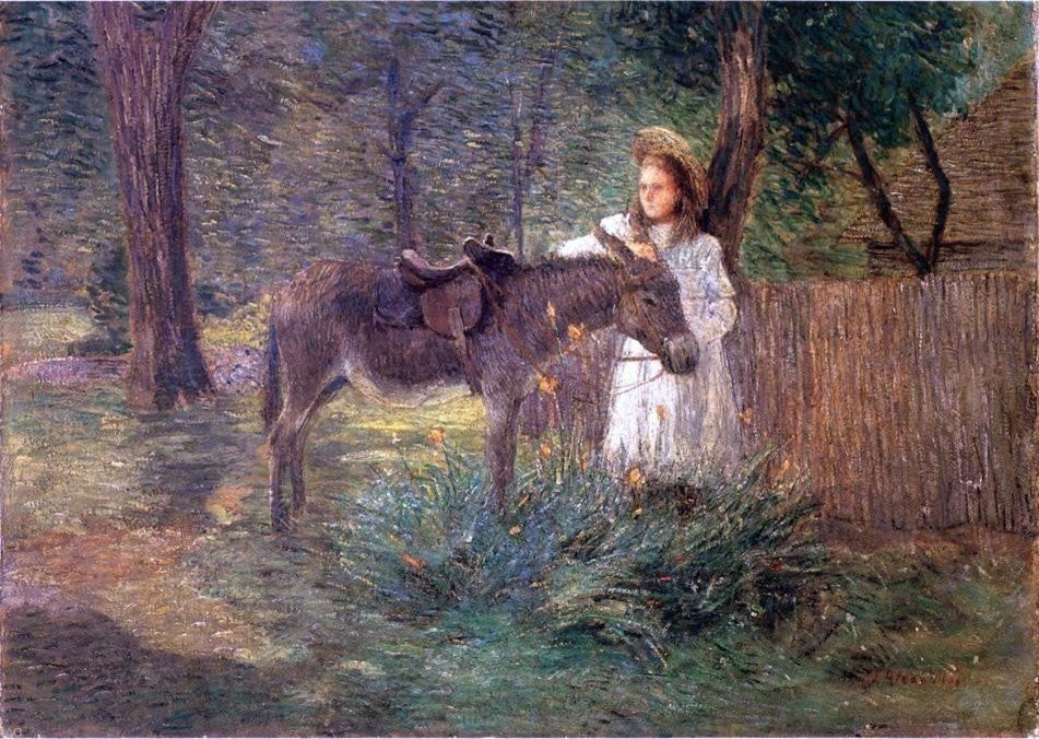 Julian Alden Weir After the Ride - 18" x 27" Premium Canvas Print