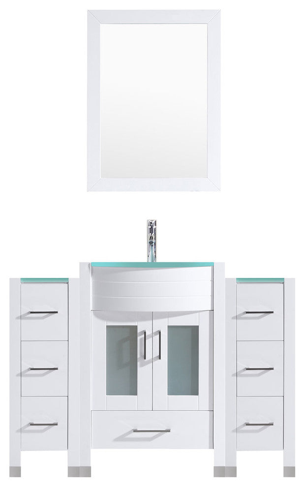 60" White Vanity, 36" Double Sink Base, Double 12 Drawer Bases, LV3-C6-60-W