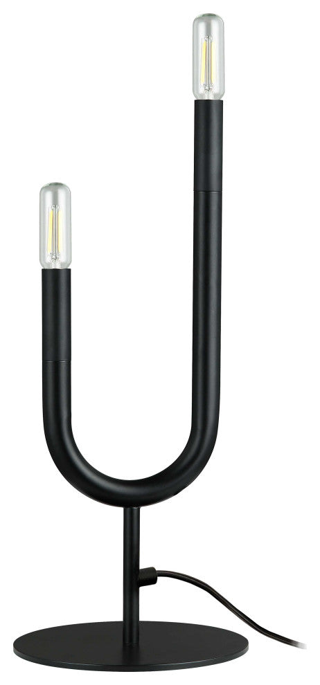 Wand Modern 2 Light Matte Black Metal Table Lamp
