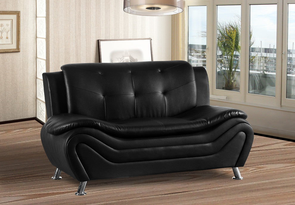 Camille Black Living Room Collection, Loveseat