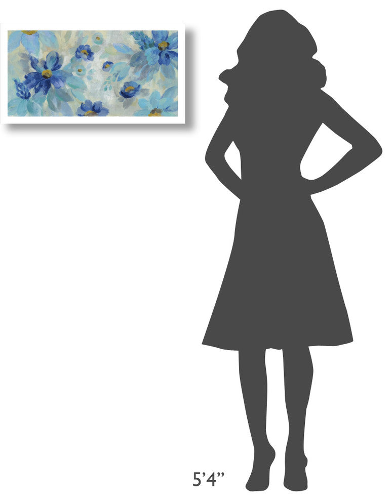 "Blue Flowers Whisper I" Digital Paper Print by Silvia Vassileva, 26"x14"