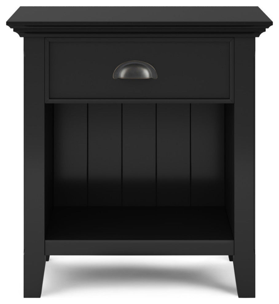 Acadian Solid Wood Bedside Table, Black