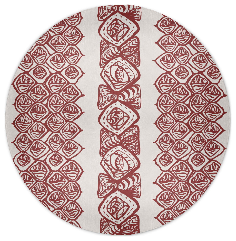 Central Comb Rug, Orange, 5' Round