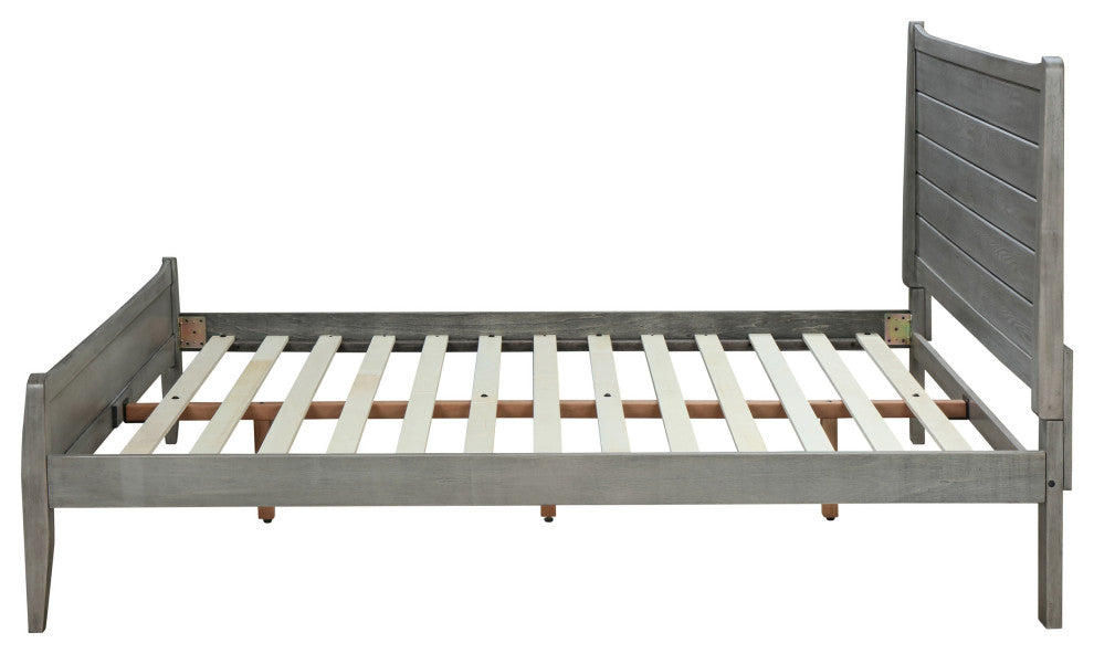 Agatha Rustic Wooden Queen Platform Bed, Rustic Gray