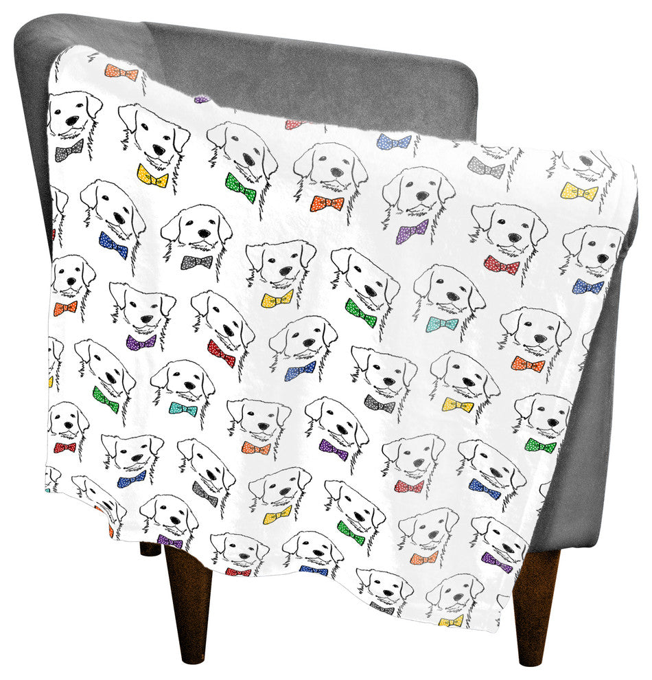 Dogs with Polka Dot Bow 30x40 Coral Fleece Blanket
