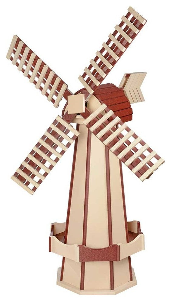 Poly Windmill, Ivory, Cherry Red Working Garden Weather Vane, Amish Made, 41"
