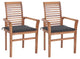 Vidaxl Dining Chairs, Set of 2, With Anthracite Cushions Solid Teak Wood