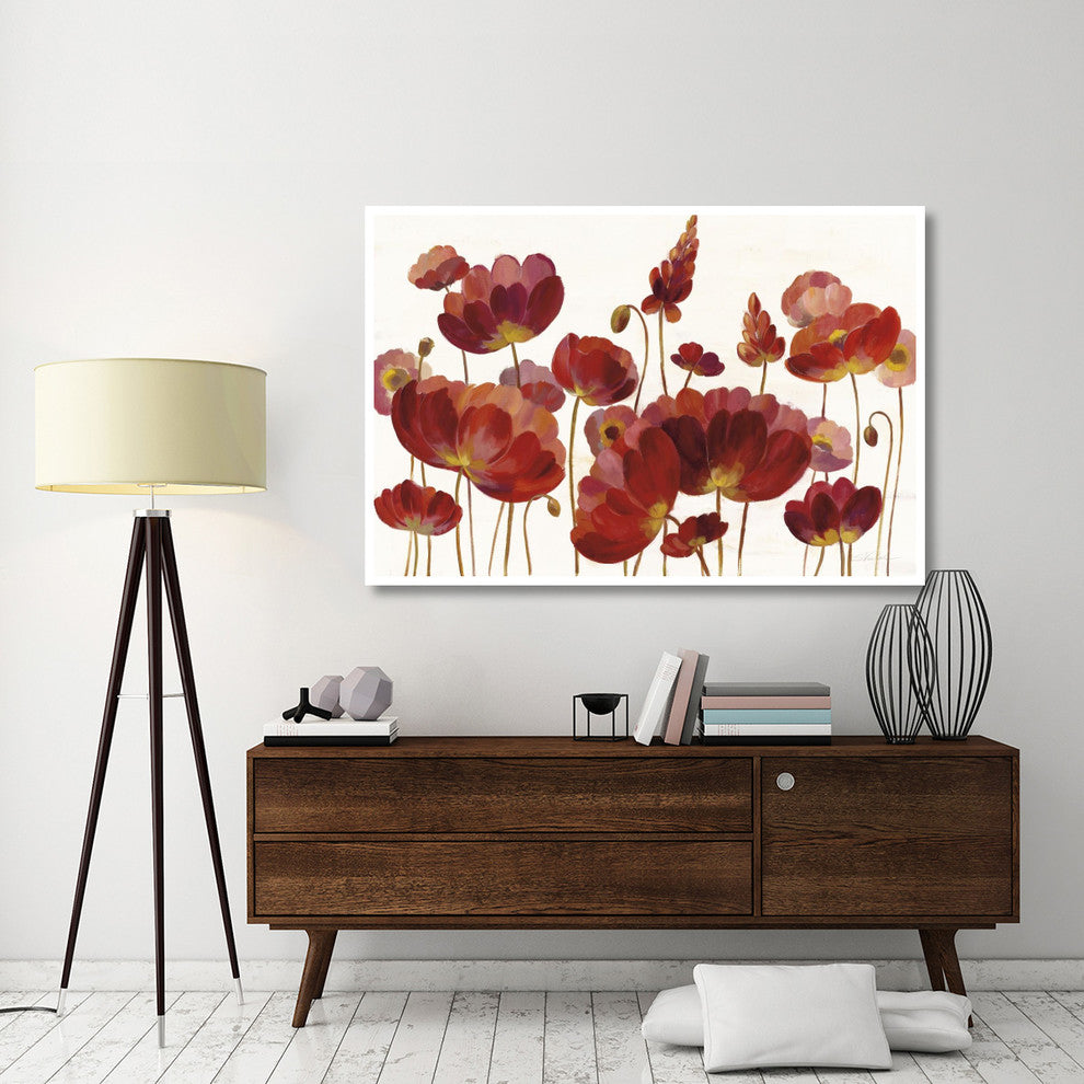 "Red Flowers on White Crop" Digital Paper Print by Silvia Vassileva, 62"x42"