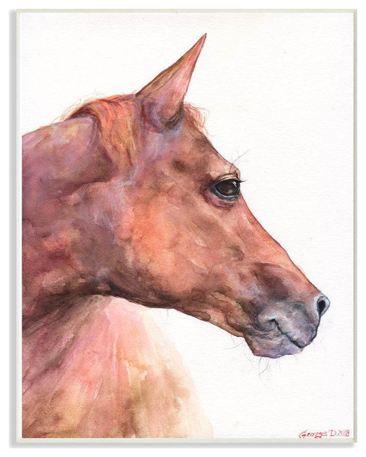 Horse Head Animal Watercolor Painting, 12"x18"
