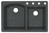 Swan 33x22x9.5 Granite Kitchen Sink, 4-Hole, Nero