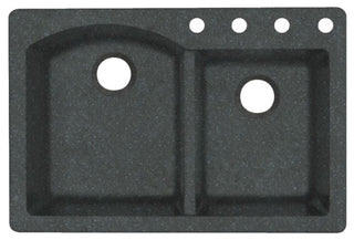 Swan 33x22x9.5 Granite Kitchen Sink, 4-Hole, Nero