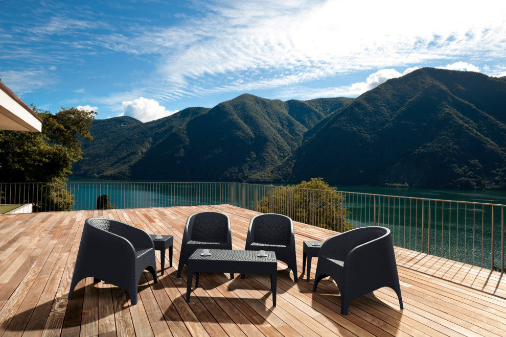 Miami Rectangle Resin Coffee Table, Dark Gray