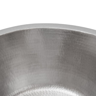16" Round Hammered Copper Prep Sink, Nickel, 3.5" Drain Opening