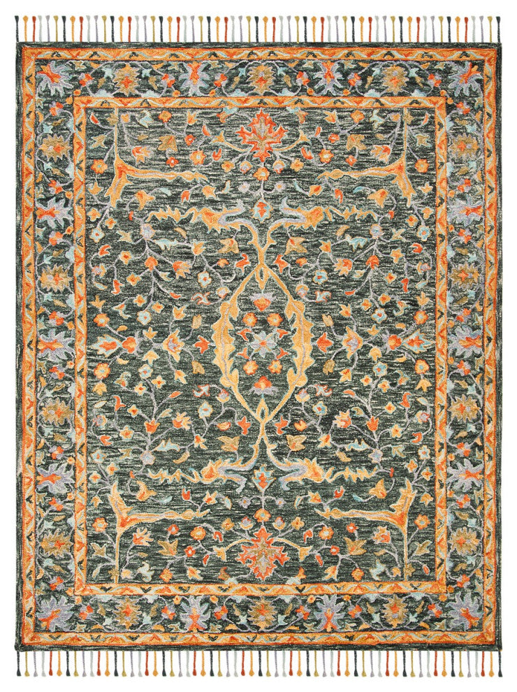 Safavieh Aspen Apn116X Bohemian Rug, Olive/Rust, 2'3"x7'0" Runner