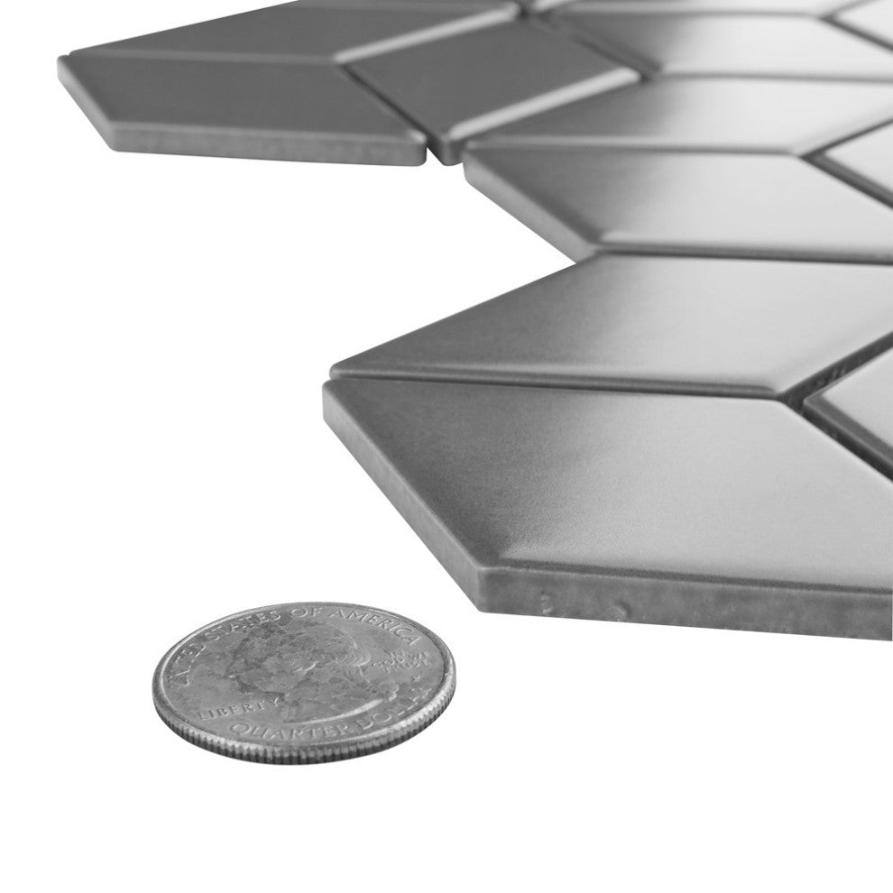 Metro Rhombus Mosaic Floor and Wall Tile, Matte Grey