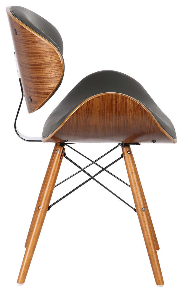 Cassie Mid-Century Dining Chair, Walnut, Gray
