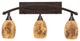 Bow 3-Light Bath Bar, Bronze Finish with 5" Gold Fusion Glass