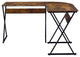 Wooden L-Shaped Top Writing Desk, Weathered Oak
