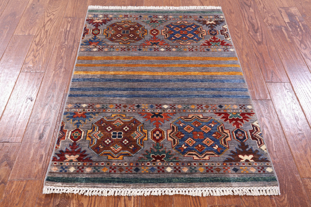 Super Kazak Khorjin Handmade Wool Rug 2' 11" X 4' 1" Q11250