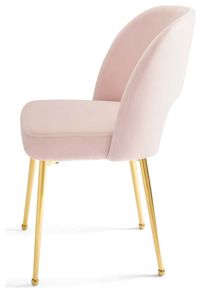 Side Dining Chair, Velvet, Metal, Pink, Modern, Bistro Restaurant Hospitality
