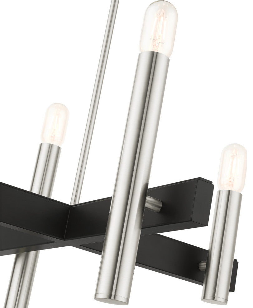 Brushed Nickel Mid Century Modern, Urban, Scandinavian, Chandelier