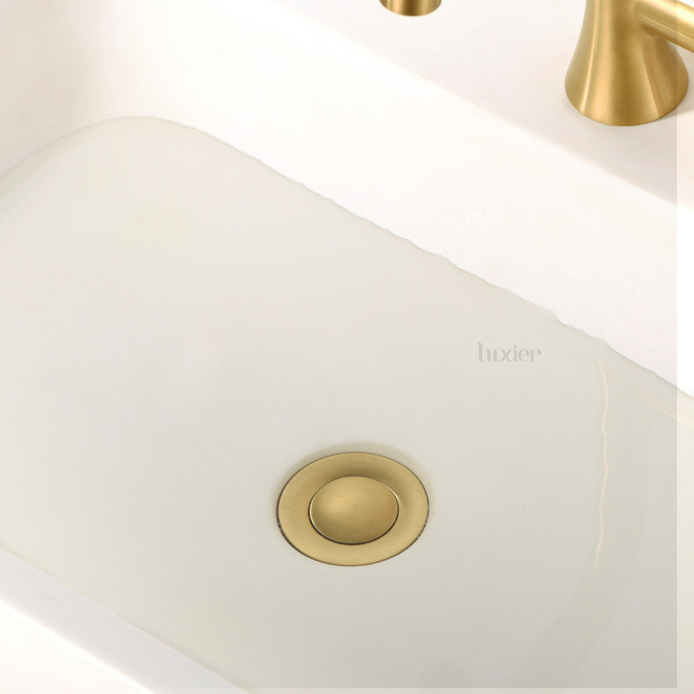 1-1/2" Push Pop-Up Drain Stopper for Sink, Brushed Gold, Without Overflow