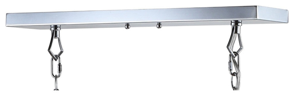 Pagoda Lantern Metal LED Pendant, Chrome, Width: 49"