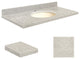 Quartz 49"x19" Vanity Top, Single Faucet Hole, Portage Pass, Biscuit Bowl