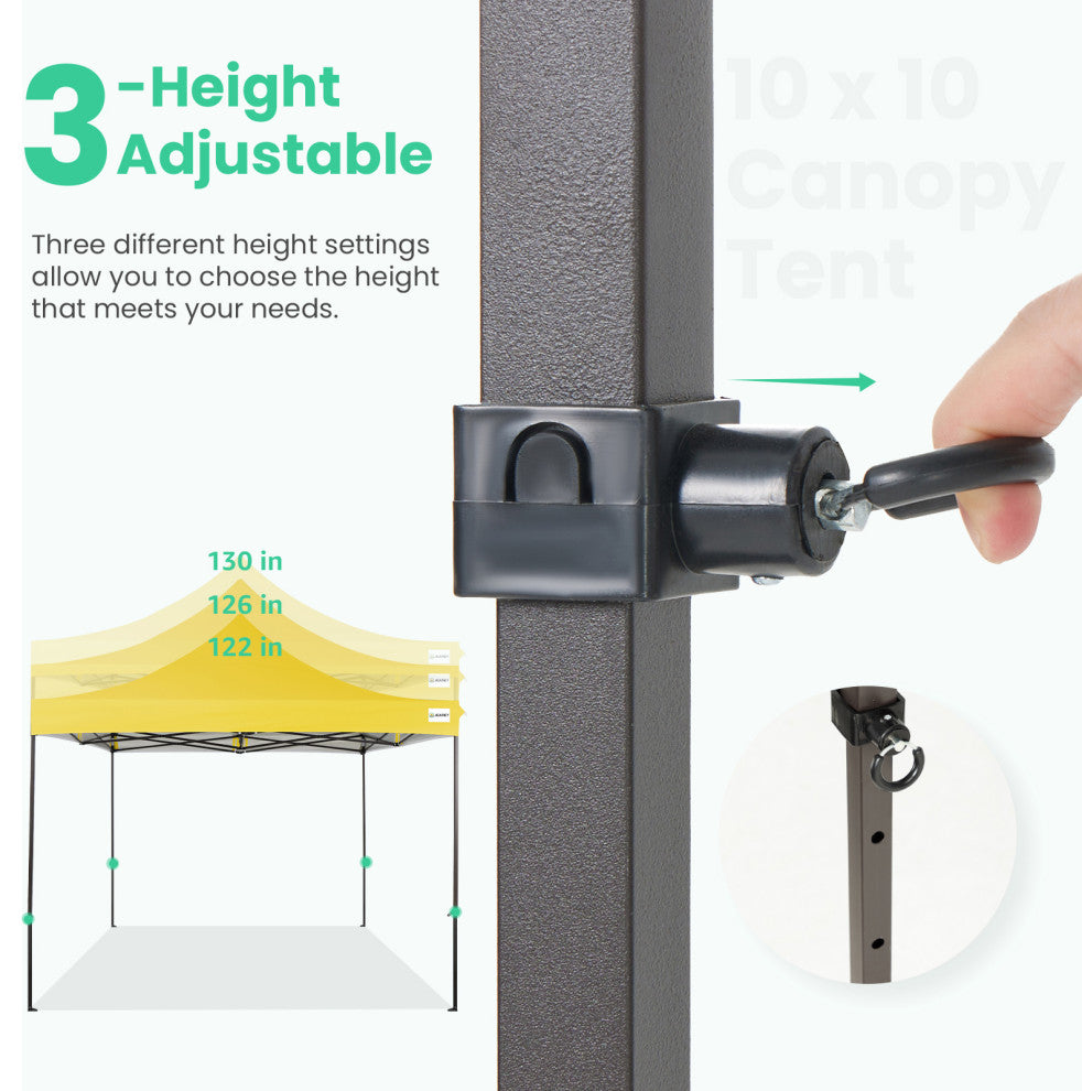 JEAREY Pop Up Canopy Tent, Outdoor Canopy, 4 Sand Bags, Yellow, 10x10ft