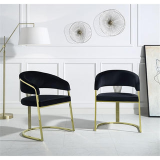 ACME Furniture Fallon 19" Hollow Back Velvet & Metal Side Chair in Black/Gold