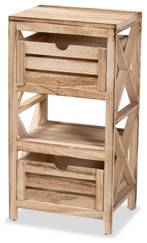 Mandell Natural Brown Finished Wood 2-Drawer Storage Unit