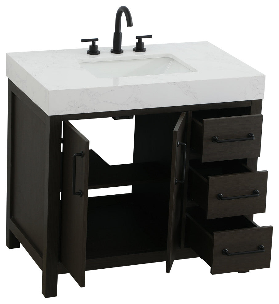 Home Living 36" Single Bathroom Vanity, Mocha Brown