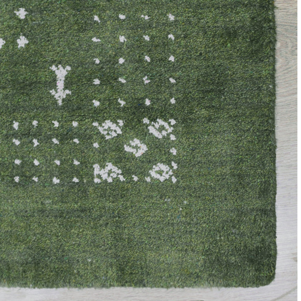 HAND KNOTTED LOOM SILK ECO-FRIENDLY AREA RUG -5'x8',Rectangle,Green,Contemporary