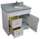 37" Single Sink Vanity, White Finish With Gray Granite