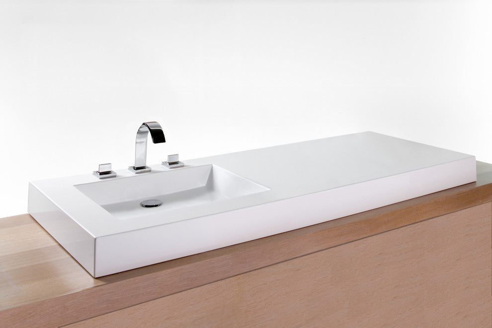 Cube Sink, WETMAR BIO, Matte White, Left Overflow