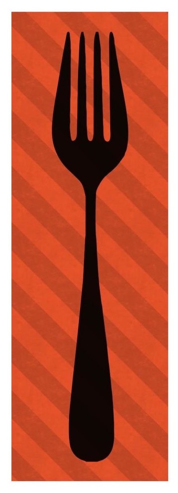 "Mealtime: Red Stripes - Fork" Digital Paper Print by BG.Studio, 20"x56"