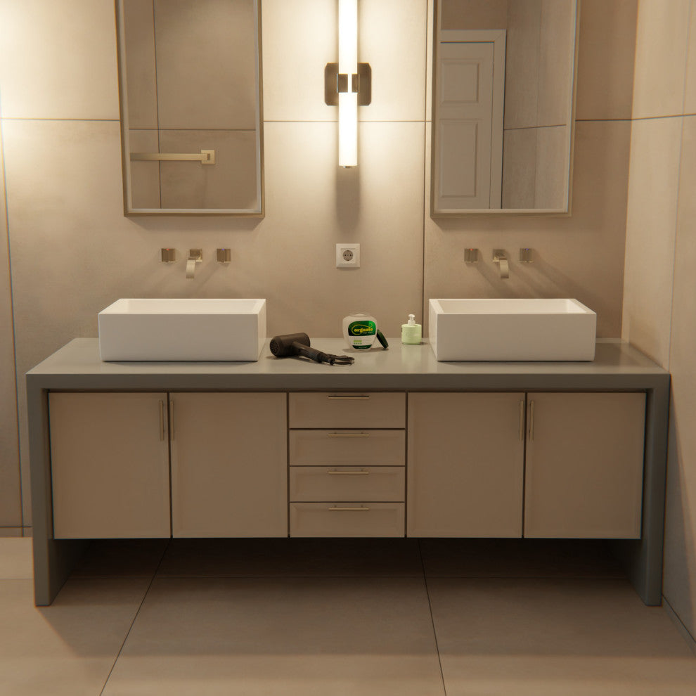 NP-018131 Rectangular White Porcelain Vessel Sink, Overflow Drain Option, Oil Rubbed Bronze