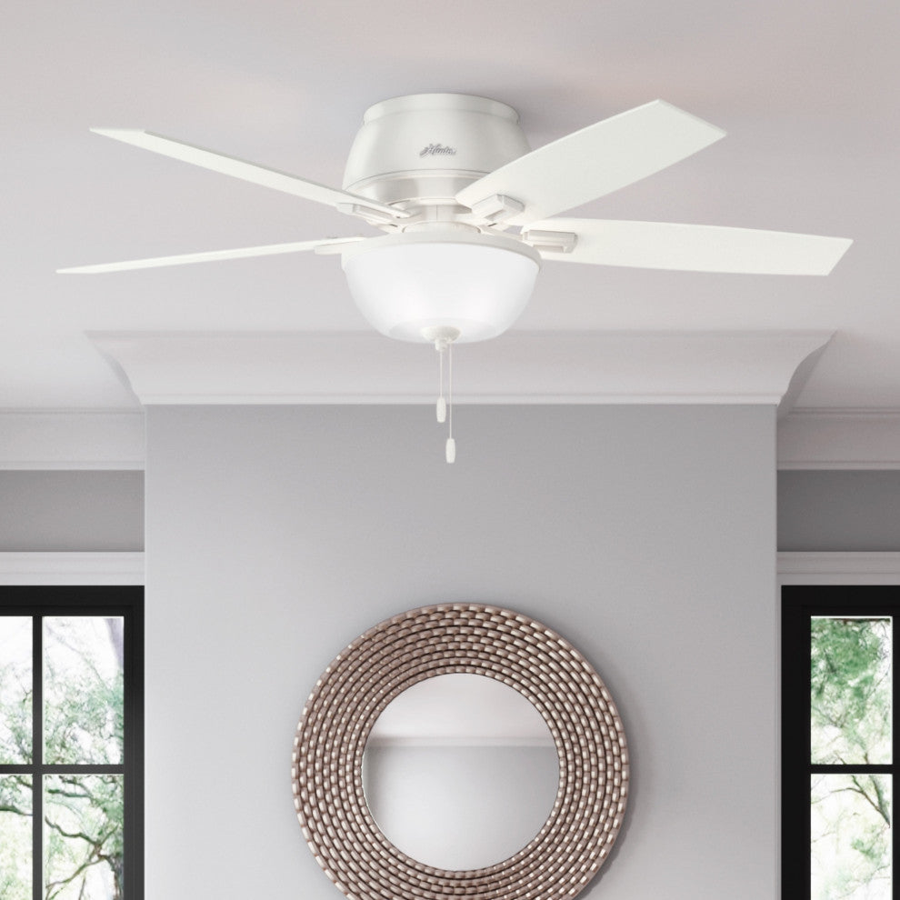 Hunter Fan Company 52" Donegan Low Profile Fresh White Ceiling Fan With Light